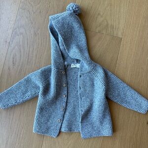 Rylee + Cru Gray Knit Baby Cardigan with Buttons